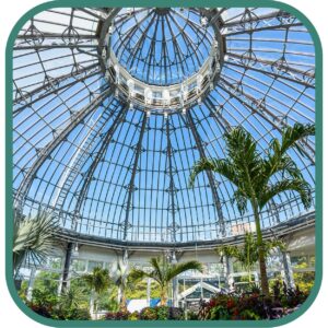 Kew Gardens glasshouse and botanical garden in West London