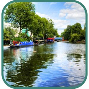 Little Venice canal boats and waterways in Paddington Basin London